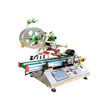 Flat label applicator, Desktop automatic flat bottle labeling machine , PET square bottle label applicator
