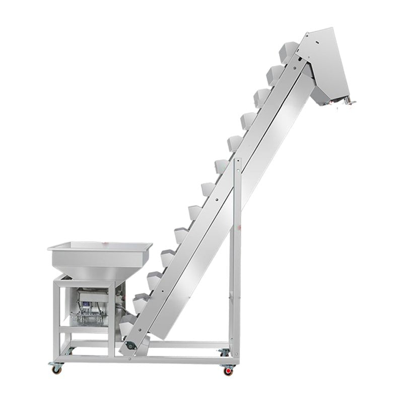 Inclined grain elevator machine for agricultural and food processing