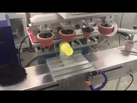 Four Color Shuttle Oil Basin Pad Printing Machine, Multi-color Pad Printer Machine Shuttle LOGO Pad Printing