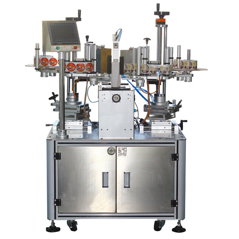 Semi-auto double-side flat bottle labeling machine, square bottle labeler - CECLE Machine